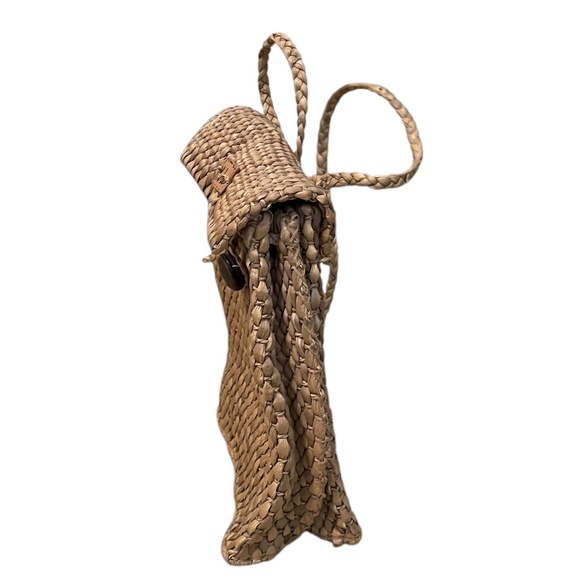 New Handmade Sea Grass Tropical Backpack Purse Tan, - Picture 3 of 7